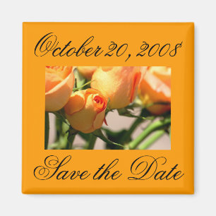 Save the Date October Orange Roses Magnet