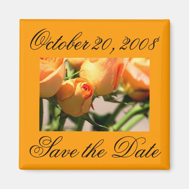 Save the Date October Orange Roses Magnet (Front)