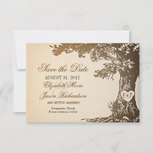 save the date old tree vintage flat cards