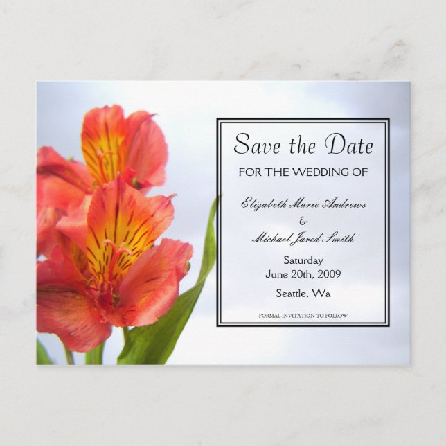 Save the Date Orange Lily Postcard (Front)
