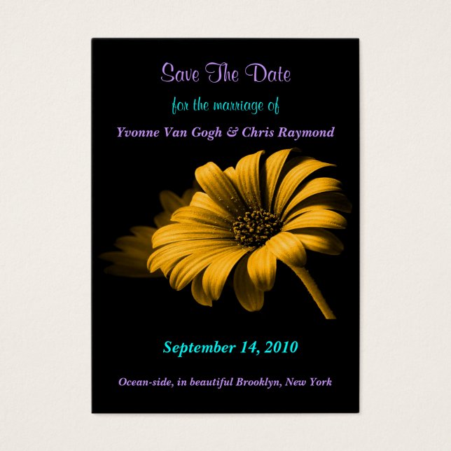 Save The Date Orange Yellow Daisy II (Front)