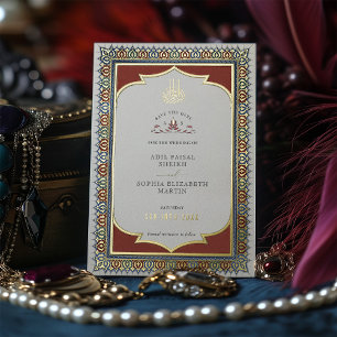 Save the Date Ornamental Gold Muslim Islamic Foil