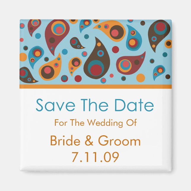 Save The Date - Paisley Magnet (Front)
