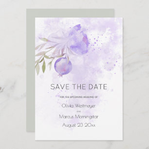 Save the Date Pale Lilac Purple Rose Hip Invitation