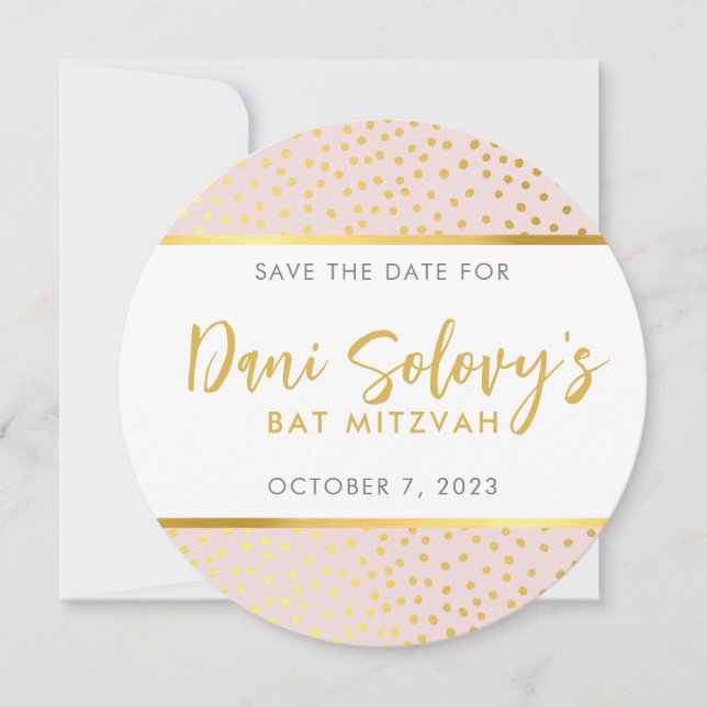 SAVE THE DATE pale pink gold polka dots Invitation (Front)