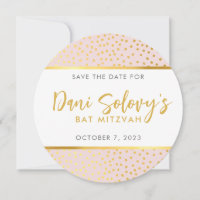 SAVE THE DATE pale pink gold polka dots