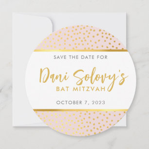 SAVE THE DATE pale pink gold polka dots Invitation