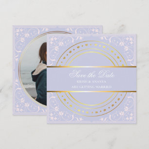 Save the date, Pastel Purple and Gold Wedding Inv Invitation