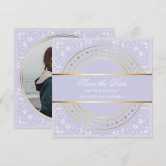 Save the date, Pastel Purple and Gold Wedding Inv Invitation