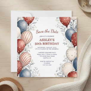 Save the Date Patriotic 50th Birthday Invitation