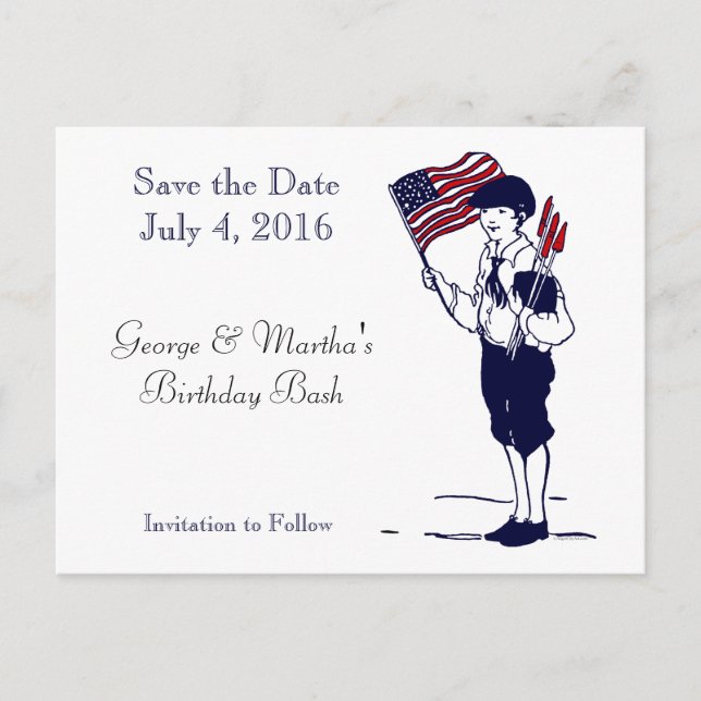 Save the Date Patriotic Flag Fireworks Postcard (Front)