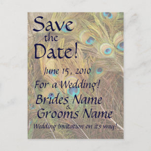 Save the Date Peacock Postcard
