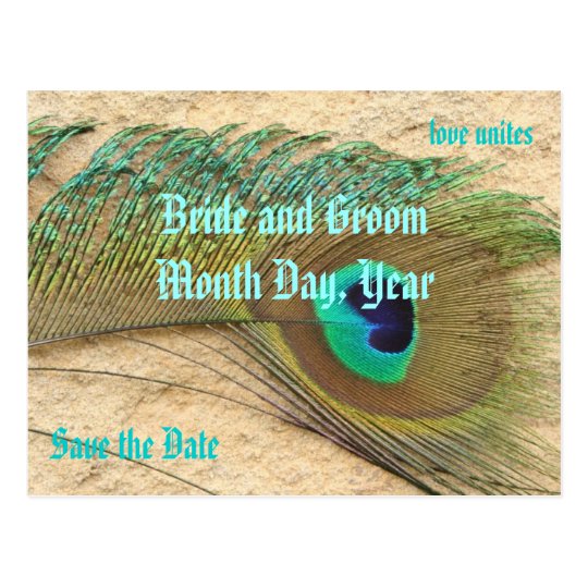 Save the Date Peacock Theme Postcard