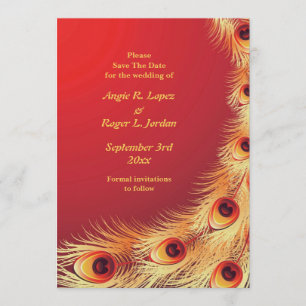 Save The Date Peacock Wedding Flat Card