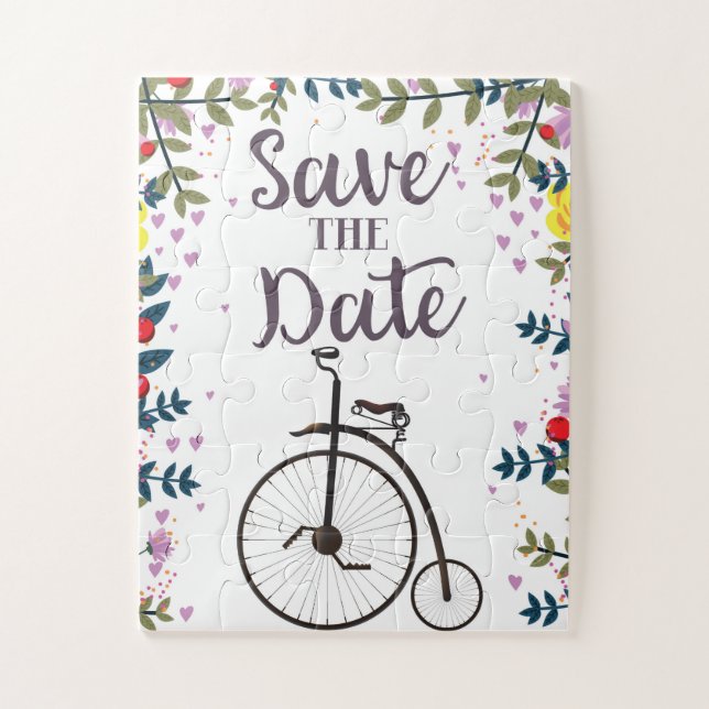 Save the Date Penny Farthing Jigsaw Puzzle (Vertical)