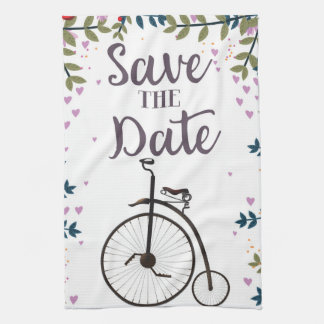 Save the Date Penny Farthing Tea Towel