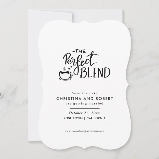 Save The Date | Perfect Blend Script Coffee Lover Invitation (Front)