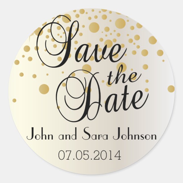 Save the Date | Personalise Classic Round Sticker (Front)