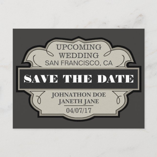 Save the Date Personalised Announcement Postcard (Front)