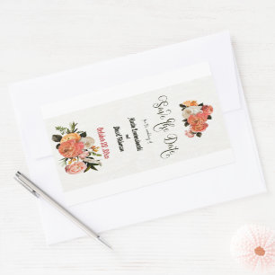 Save the Date Personalised Mimosa Floral  Rectangular Sticker