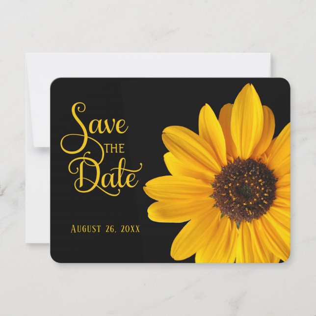 Save the Date, personalised Sunflower Invitation (Front)