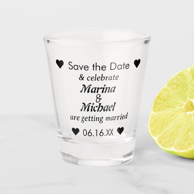 Save the Date Personalised Wedding  Shot Glass (Front)