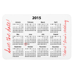 Save the Date Personalised Yearly Calendar Magnet