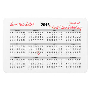 Save the Date Personalised Yearly Calendar Magnet