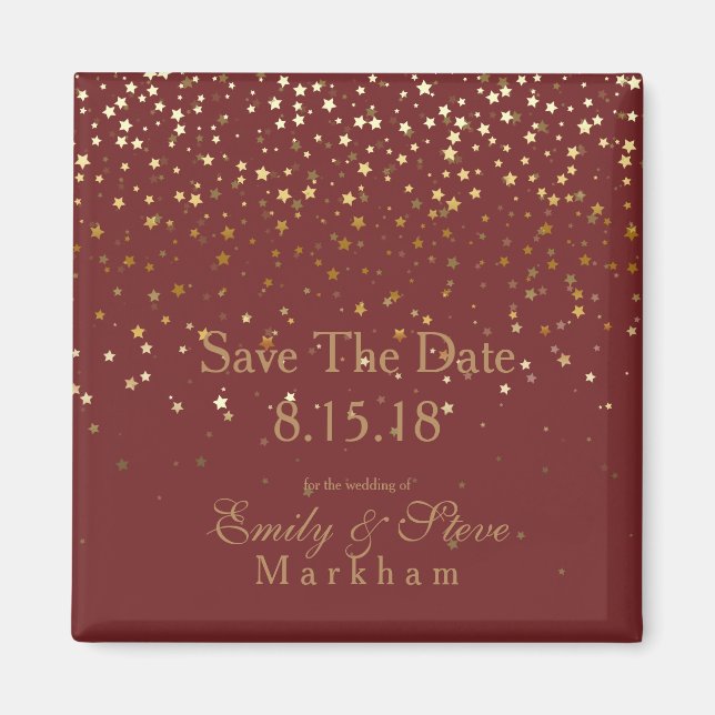 Save The Date Petite Golden Stars Magnet (Front)