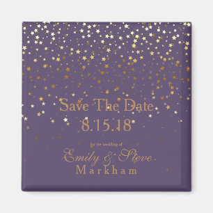 Save The Date Petite Golden Stars Magnet-Amethyst Magnet