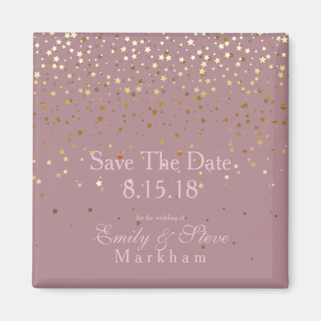 Save The Date Petite Golden Stars Magnet-DSTY Rose Magnet (Front)