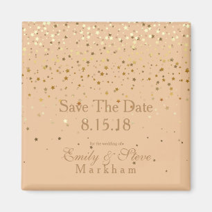 Save The Date Petite Golden Stars Magnet-Peach Magnet