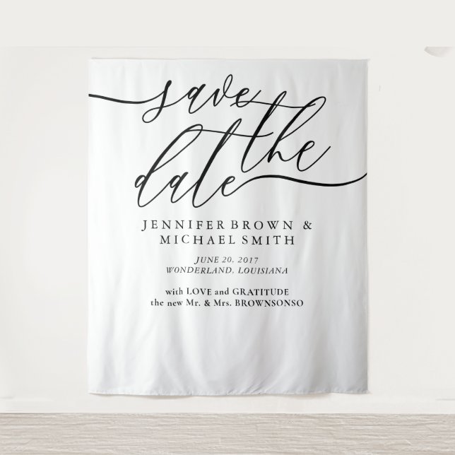 Save the date photo backdrop booth tapestry (Front)