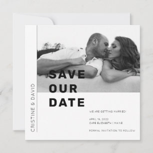 Save the date photo black and white invitation