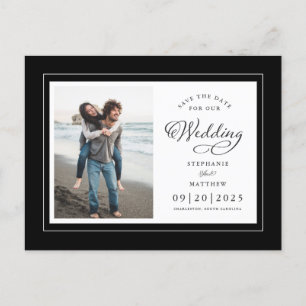 Save The Date Photo Black & White Elegant Wedding Announcement Postcard