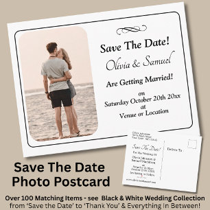 Save The Date, Photo - Black & White with Infinity Announcement Postcard