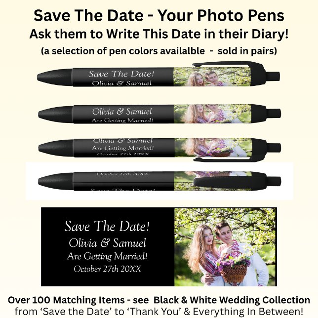 Save The Date + Photo, Black & White with Infinity Black Ink Pen (Creator Uploaded)