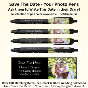 Save The Date + Photo, Black & White with Infinity Ink Pen