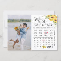 Save the Date Photo calendar sunflowers wedding