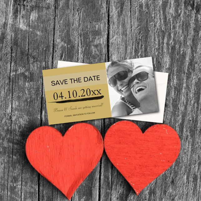 Save the Date Photo Card Announcements {Gold} (Creator Uploaded)