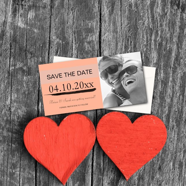 Save the Date Photo Card Announcements {Peach} (Creator Uploaded)