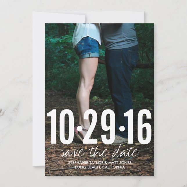 Save the date photo card, wedding collection (Front)