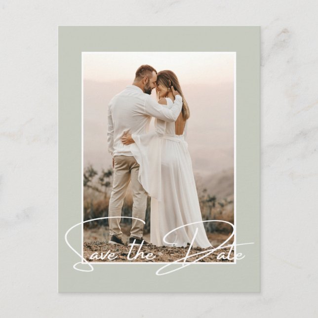 Save The Date Photo Chic Stylish Wedding Announcem Announcement Postcard (Front)