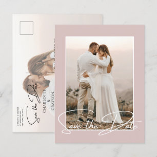 Save The Date Photo Chic Stylish Wedding Announcem Announcement Postcard