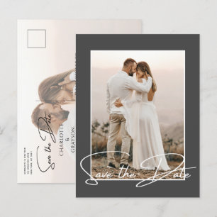 Save The Date Photo Chic Stylish Wedding Announcem Announcement Postcard
