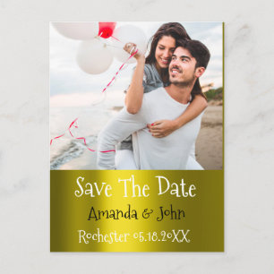 Save The Date Photo Doodle Engagement Mustard Grey Announcement Postcard