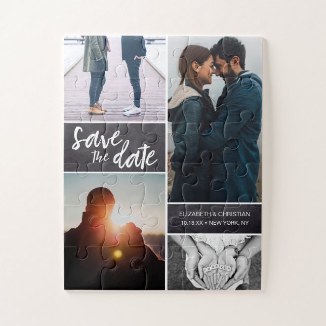Save the date Photo Engagement Jigsaw Puzzle (Vertical)