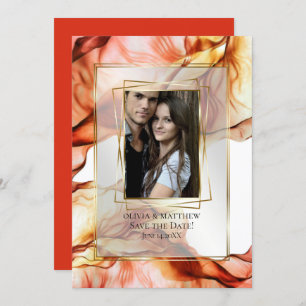 Save the Date Photo Frame Autumn Abstract 4 Invitation