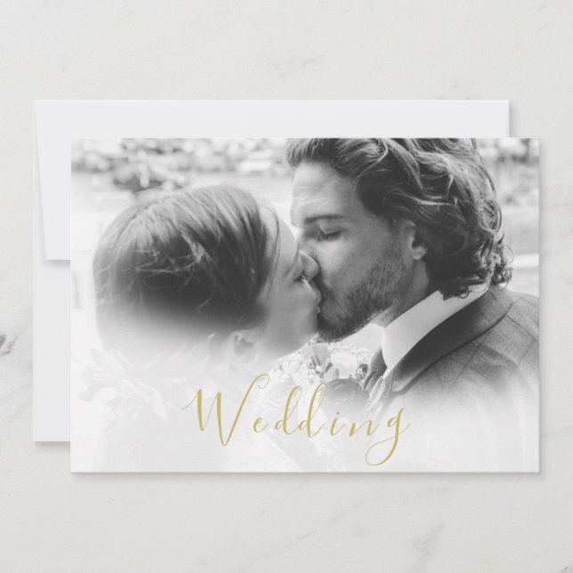 Save The Date Photo Gold Floral Roses Wedding (Front)