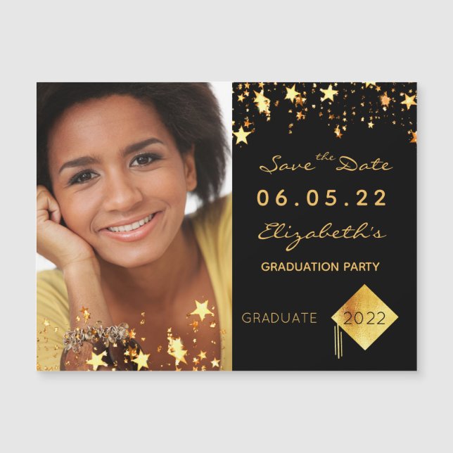 Save the Date photo graduation party black (Front)